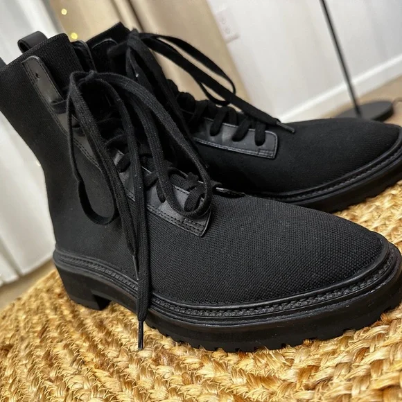 ⭐ Loeffler Randall Combat Boots — Black Canvas & Leather — Size 8 - Picture 14 of 16